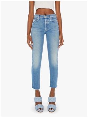 MOTHER The Tomcat Flood Fray Jeans in Flag Me Down High Rise 24